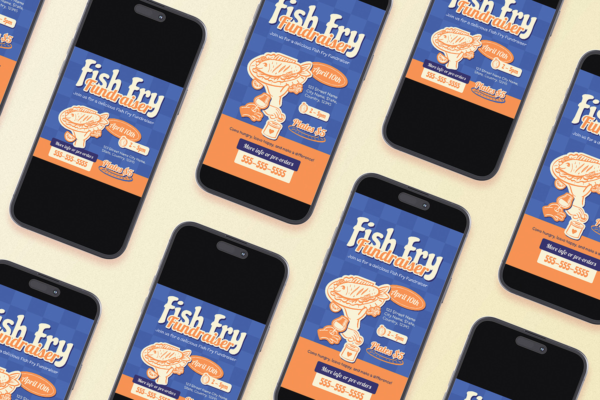 Quirky Fish Fry Fundraiser Flyer Set, a Flyer Template by Aiyari Graphic (Photo 2 of 3)