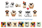 Pugs Clipart Set, an Animal Illustration by AG Mockups (Thumbnail 2 of 6)