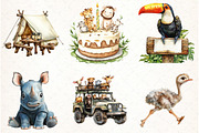 Safari Watercolor Clipart Bundle, an Illustration by Watercolor design (Thumbnail 2 of 3)