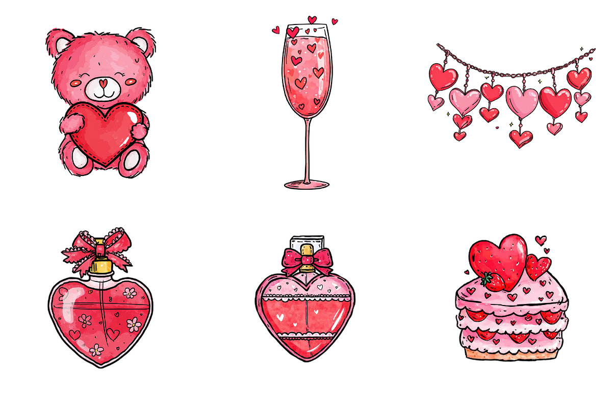 Coquette Valentines Day Clipart, an Illustration by Design Market (Photo 2 of 4)