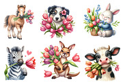 Cute Animals and Tulip Flower, an Illustration by CreationArt (Thumbnail 6 of 6)