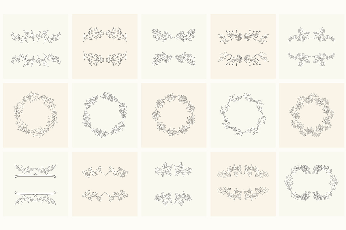 Hand drawn floral frames. Bundle., a Decorative Illustration by Designwork (Photo 18 of 21)