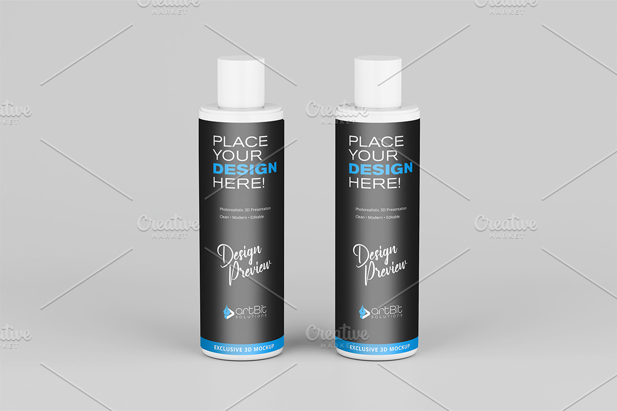 Plastic Shampoo Bottle Mockup, a Packaging Mockup by artBit Design Studio (Photo 19 of 19)