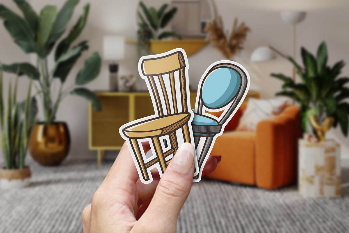 Set of wooden chair sticker design, a Graphic by Allmostudio (Photo 3 of 4)