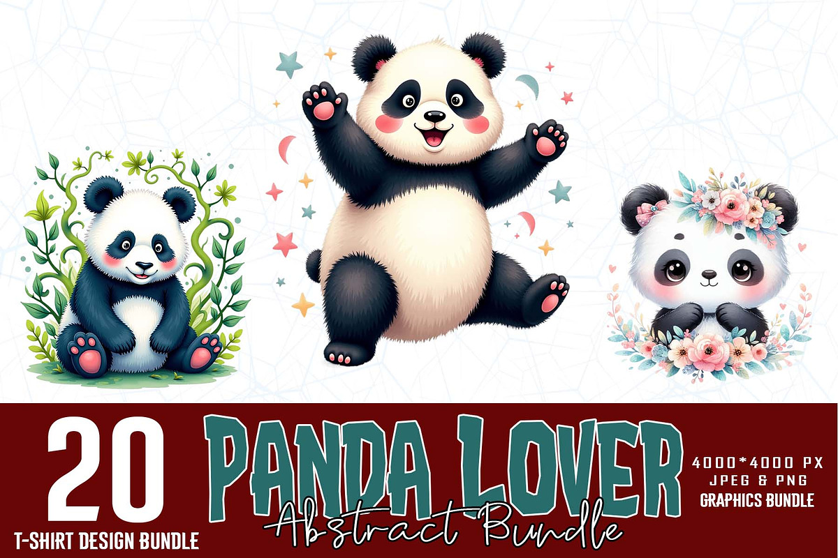 Panda Lover T-shirt Design Bundle, an Illustration by Sofia's Fashion (Photo 1 of 3)