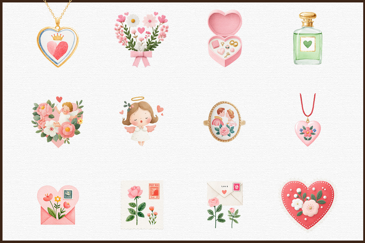 Valentines Day Clipart Vintage Eleme, an Illustration by Sublimation Artist (Photo 3 of 6)