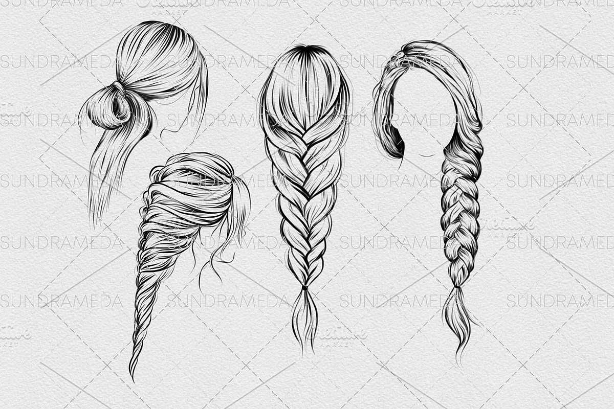 Hairstyle Stamp Brushes Procreate, a Brush Add-On by sundrameda (Photo 4 of 9)