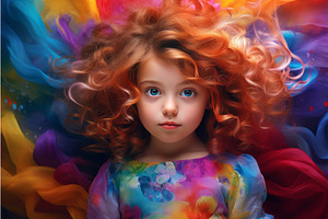 Vibrant Little Girl In Colorful