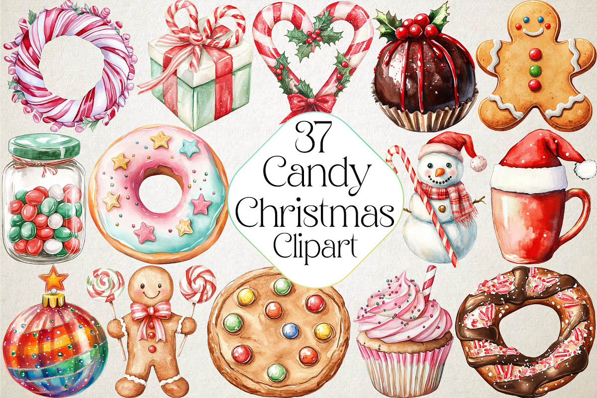 Christmas Candy Sublimation Clipart, an Illustration by DreamPrint404 (Photo 1 of 5)