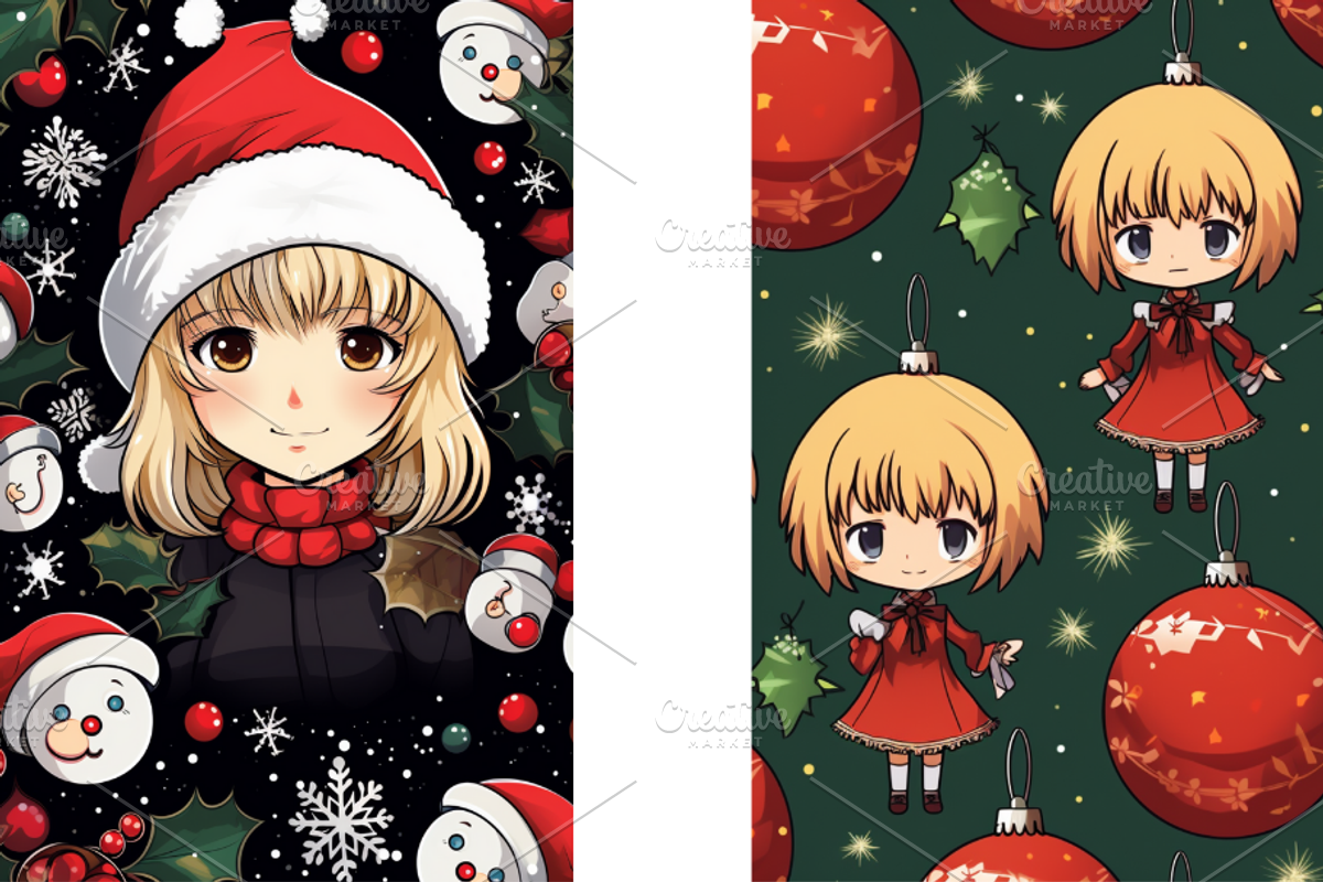 Christmas Card Design Bundle 6 Anime, a Card Template by Jay Major Designs (Photo 7 of 10)