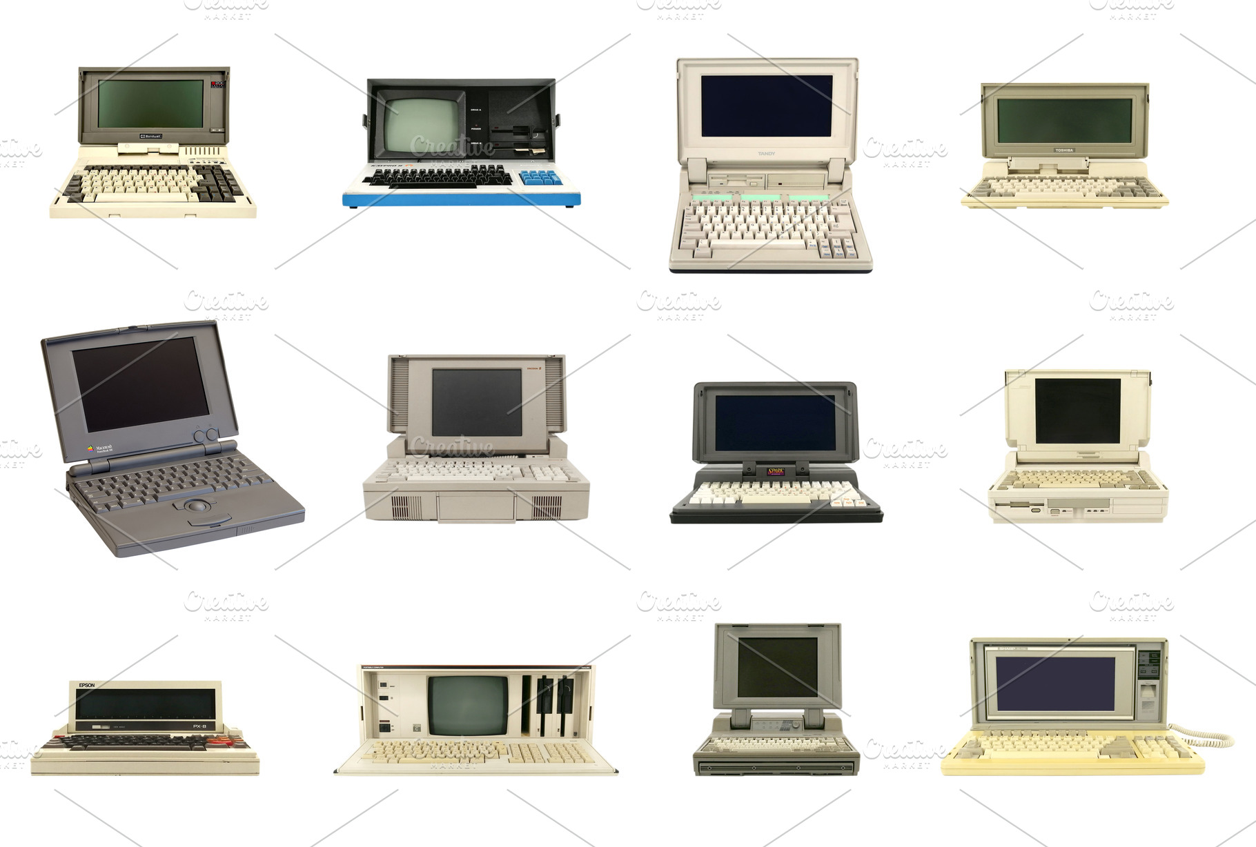 Retro portable computers isolated, a Technology Photo by BOOCYS