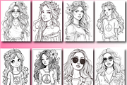 Hipple Style Girl Coloring Book, an Animal Illustration by Printable Design Store (Thumbnail 6 of 7)