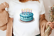Watercolor Blue Birthday Clipart, an Illustration by Canvas Craft (Thumbnail 6 of 7)