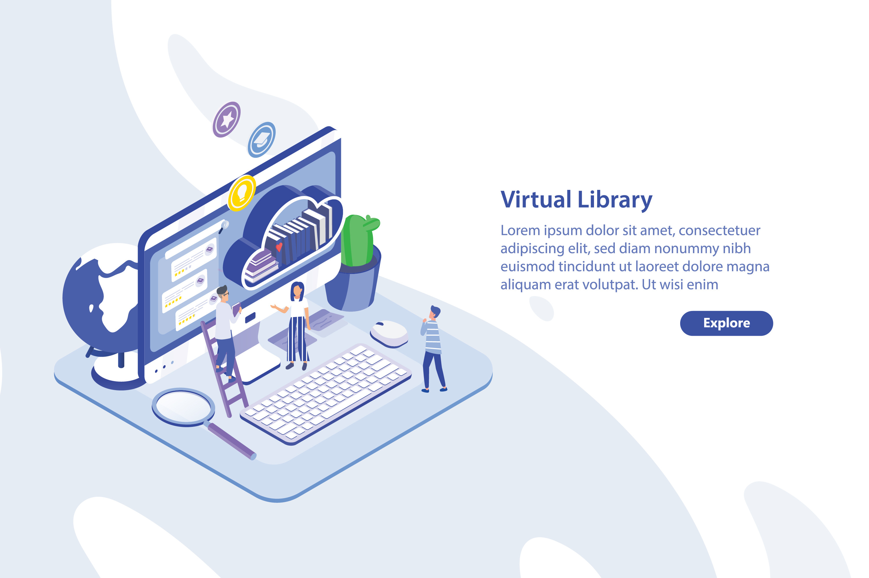 Virtual library concept, a Person Illustration by Good Studio