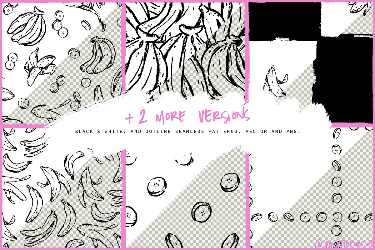 Textured vector bananas pattern set, a Food Illustration by Palette Pursuit (Photo 3 of 6)