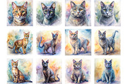 Watercolor Cat Breed Illustrations, an Animal Illustration by Palleon (Thumbnail 6 of 7)