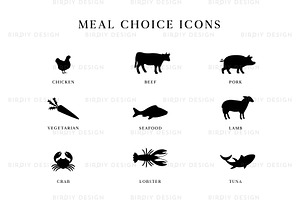 Wedding Meal Choice Icons Clipart