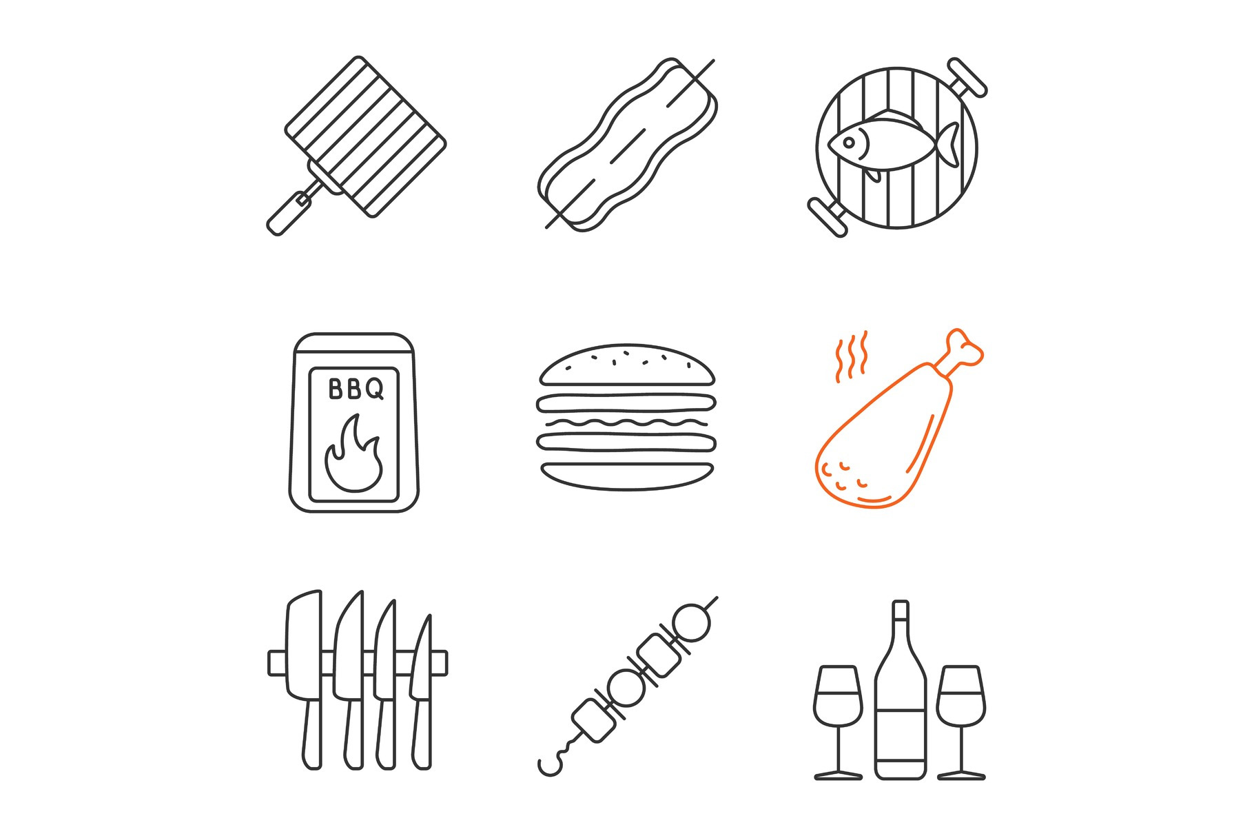 Barbecue linear icons set, an Outline Icon by IMG Visuals