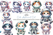 Watercolor Cute Astronaut Cat, an Illustration by DreamCafeArt (Thumbnail 1 of 6)