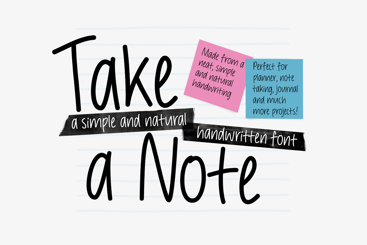 Take a Note - handwritten font, a Handwritten Font by jyllyco (Photo 1 of 7)