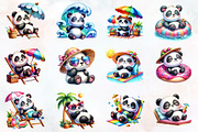 Funny Sunbathing Panda Clipart, an Illustration by RobertsArt (Thumbnail 7 of 7)