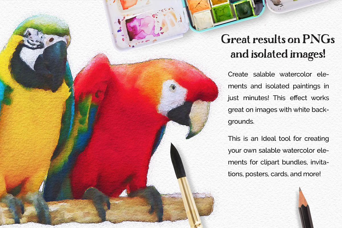 Vibrant Watercolor Photo Effect Kit, a Plug-in Add-On by Drifter Studio PrintShop (Photo 7 of 9)