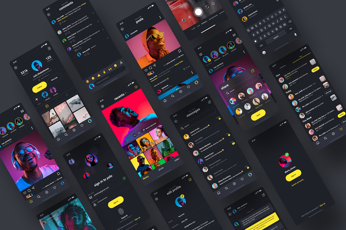 Social Media UI Kit (for Figma), an UI Kit Template by Julia Shagofferova (Photo 3 of 13)