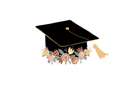 Cute graduation cap decorated with, an Illustration by Toltemara