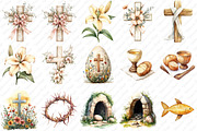 Beige Christian Easter Clipart, an Illustration by Watercolor design (Thumbnail 2 of 13)