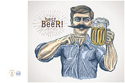 Brewer with mug beer, a Food Illustration by Countryside life (Thumbnail 5 of 8)