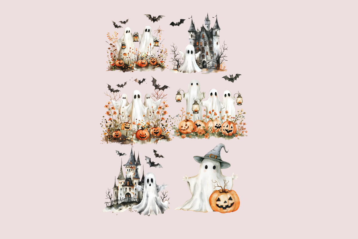 18 Halloween Ghosts Clipart PNG, an Illustration by Anca Digital Vibe (Photo 5 of 7)