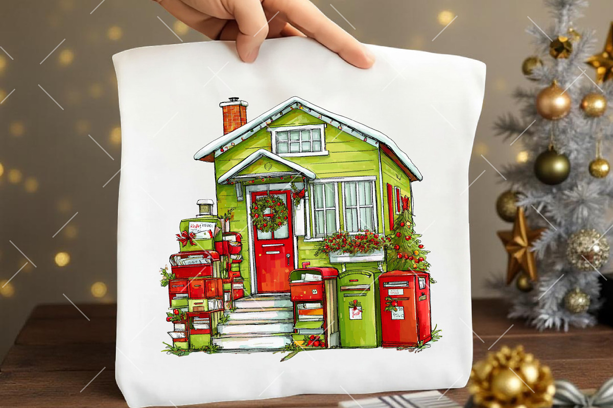 Whimsical Christmas House Clipart, an Illustration by OK Design (Photo 4 of 6)