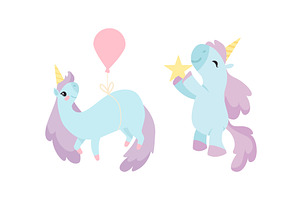 Cute Unicorn Character With Pointed