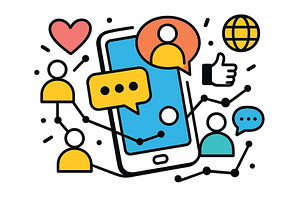 Digital communication and social, a Technology Illustration by ZinetroN