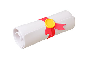 Graduation degree 3d icon. Paper, an Education Illustration by Valerie Bodnar