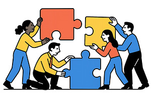 Collaborative teamwork with diverse, a Person Illustration by ZinetroN