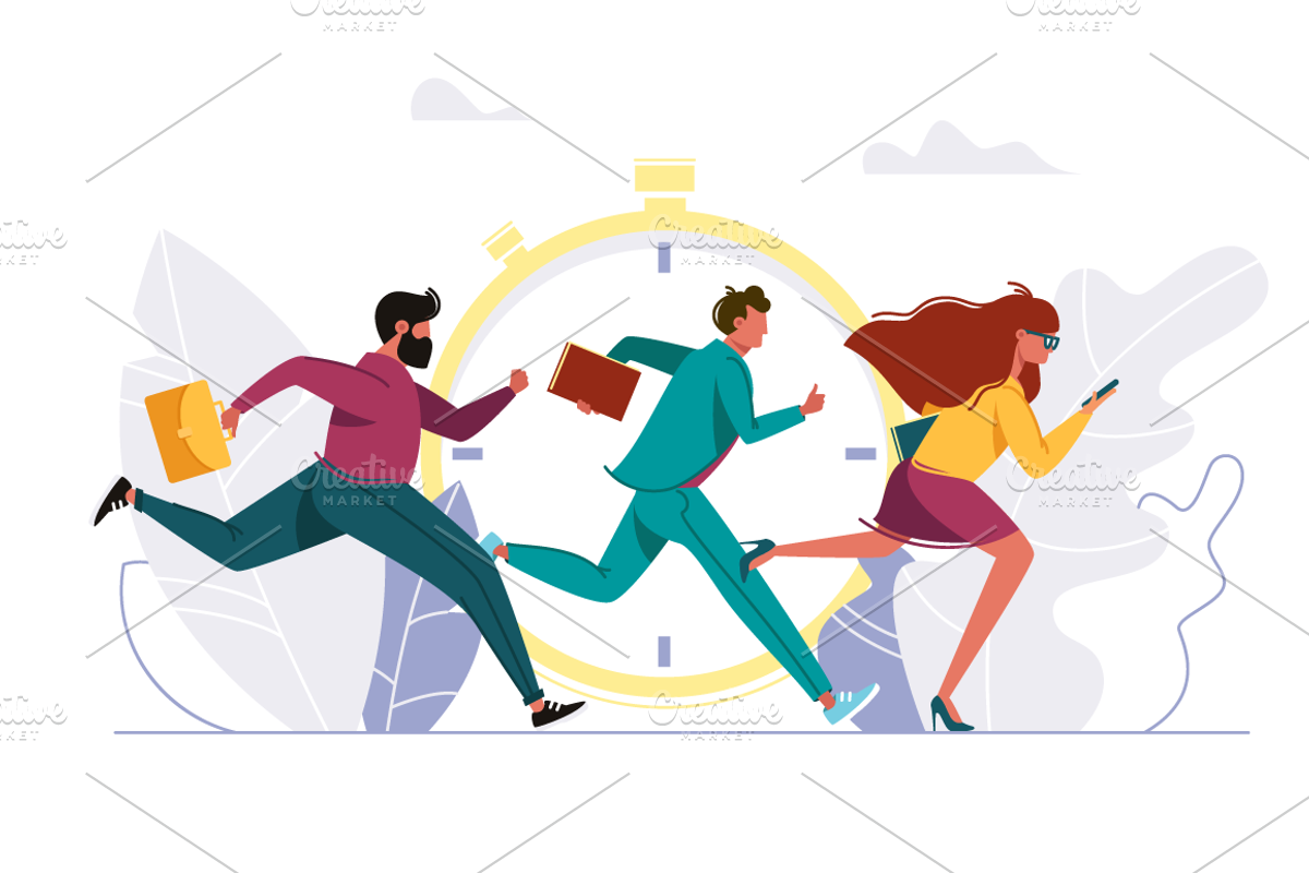 People rushing, a Finance Illustration by Evanat Illustrations