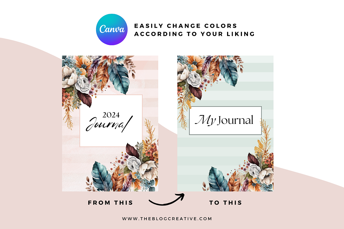 Undated Journal Planner Canva, a Stationery Template by The Blog Creative (Photo 7 of 10)