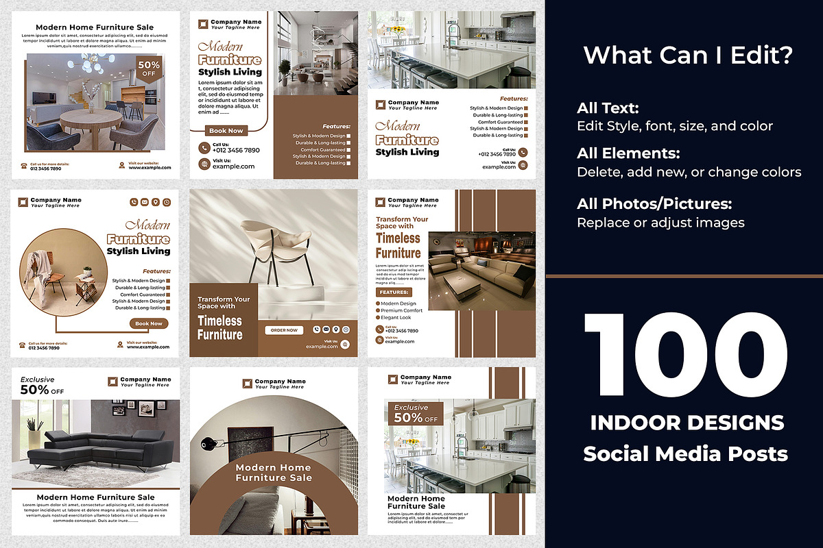 Indoor posts | 100 Posts | Instagram, a Social Media Template by Mohammad Sarfaraz (Photo 2 of 18)