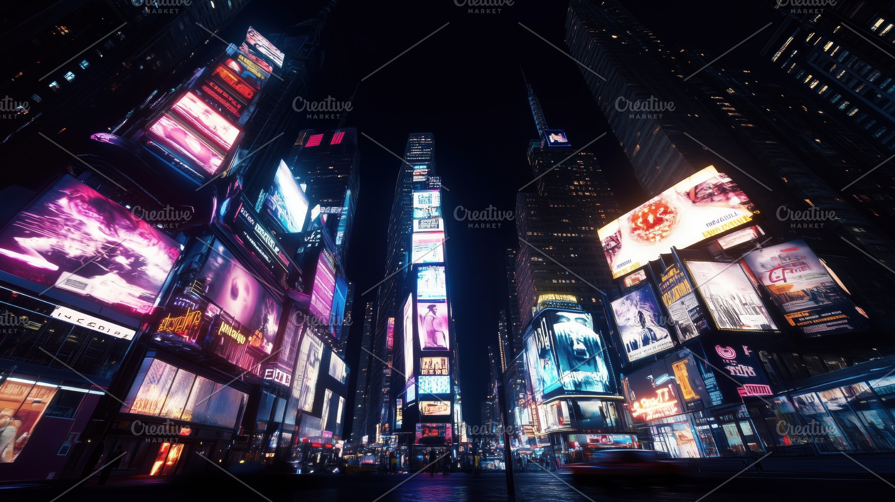 A vibrant night scene in Times Square, New York City, showcasing bright neon li, an Industrial Photo by Textures & Backgrounds
