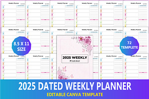 2025 Dated Weekly Planner Interior, a Stationery Template by Designmela01
