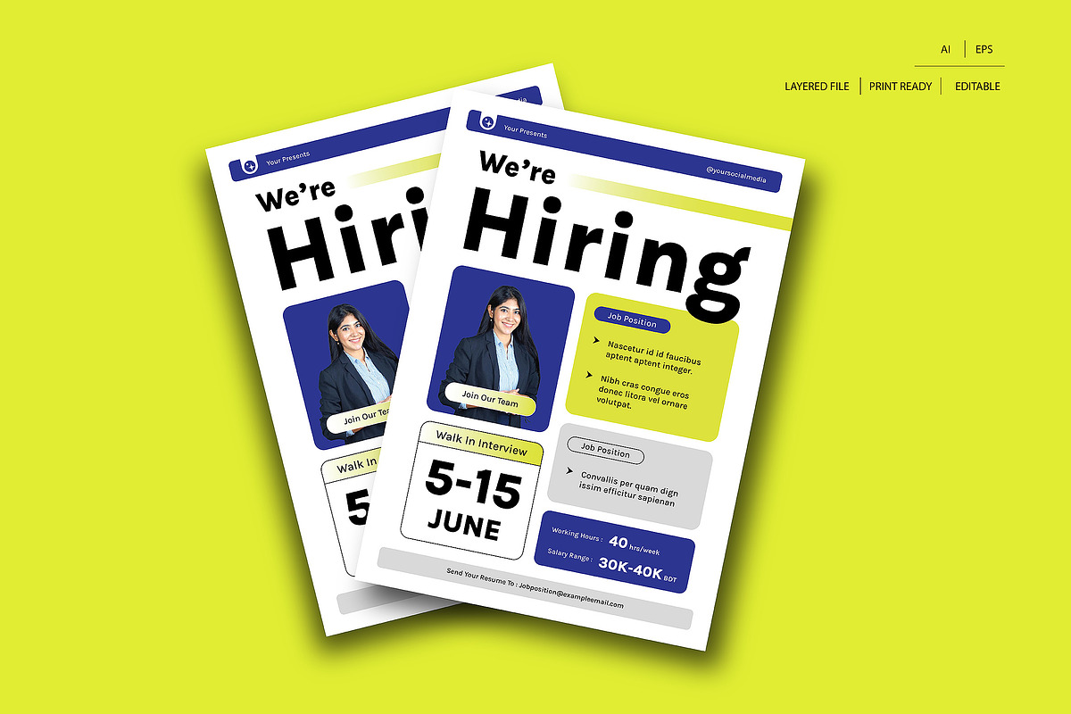 Clean We Are Hiring Flyer, a Flyer Template by Siska Arista
