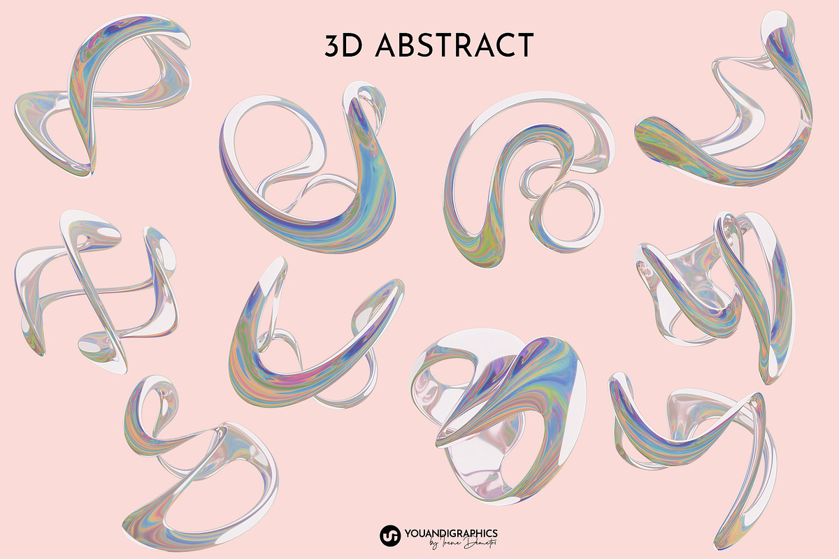 Iridescent 3D Liquid Shapes, a Graphic by Youandigraphics (Photo 12 of 13)