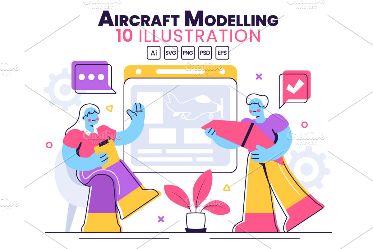 10 Aircraft Modelling Illustration, a Person Illustration by denayunebgt (Photo 1 of 4)
