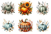 Fall Floral Pumpkin Clipart, an Illustration by DreamArtGraphic (Thumbnail 3 of 5)