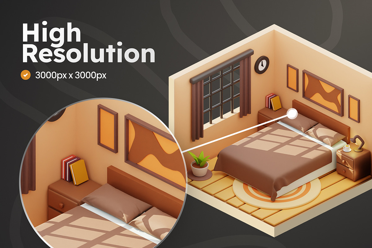 Isometric Room 3D Illustrations, an Architecture 3D Model by Rakata Studio (Photo 3 of 7)
