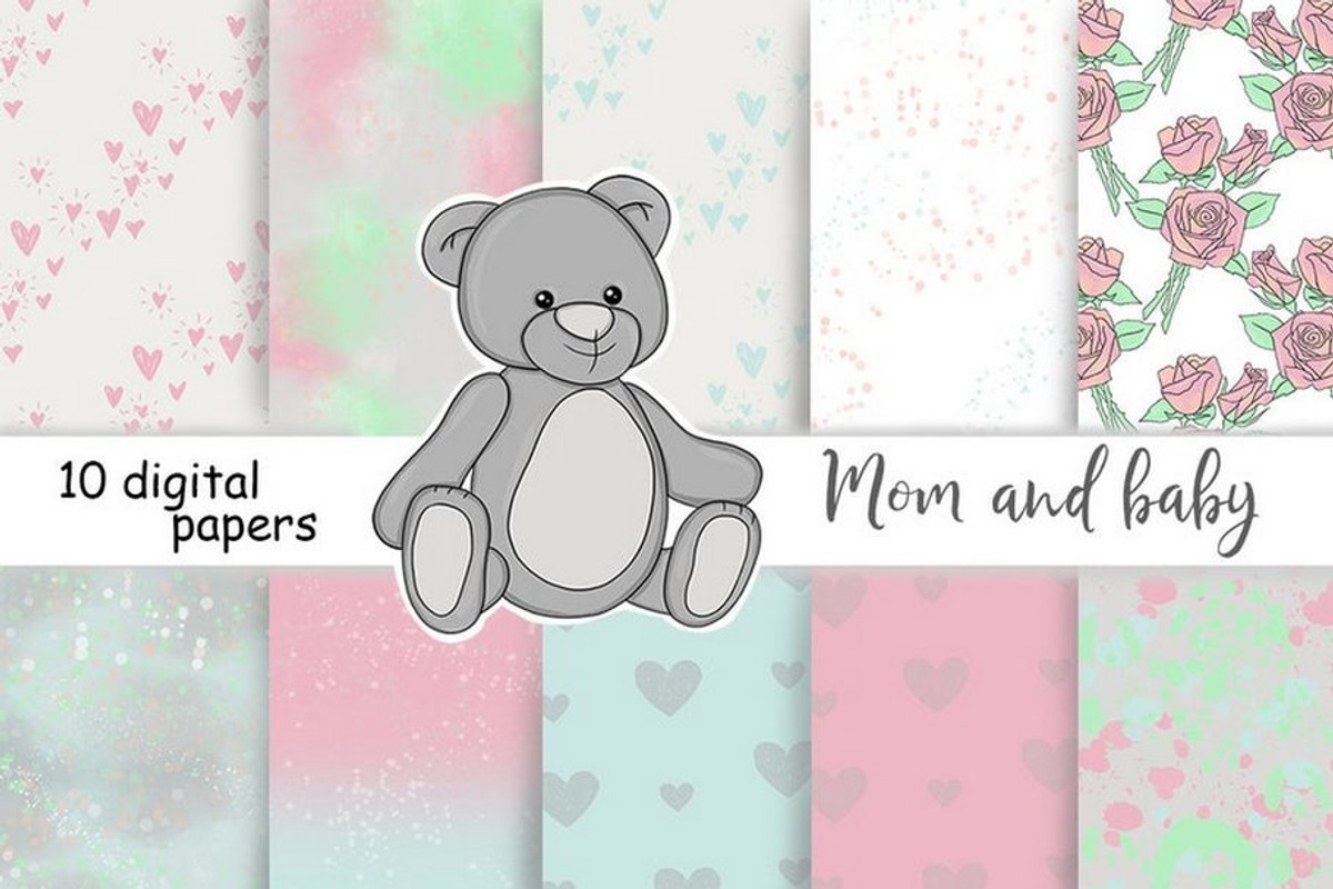Mom And Baby Pattern, a Pattern Graphic by GlamArtZhanna (Photo 1 of 3)