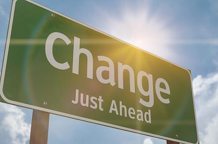 Change Just Ahead Green Road Sign