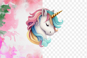 22 Watercolor Clip Arts Of Unicorn