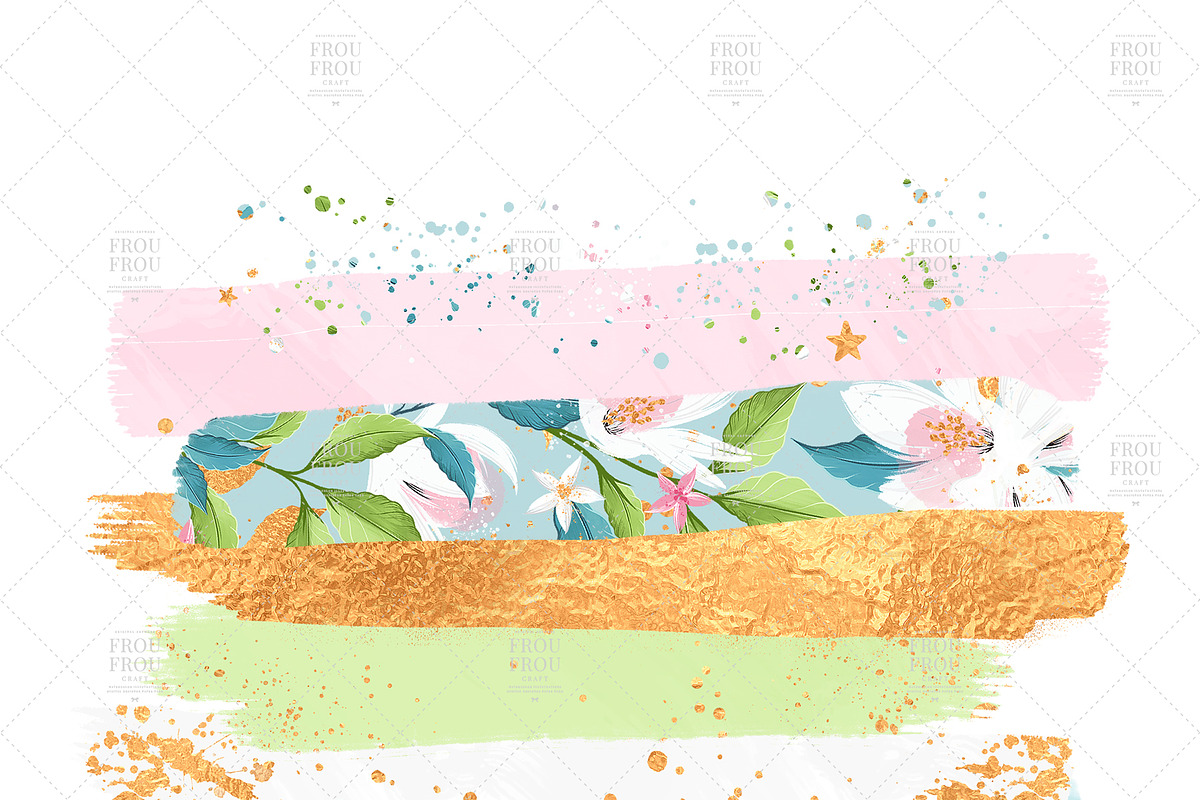 Summer Gold Floral Brush Strokes, an Illustration by Frou Fou Craft (Photo 3 of 3)